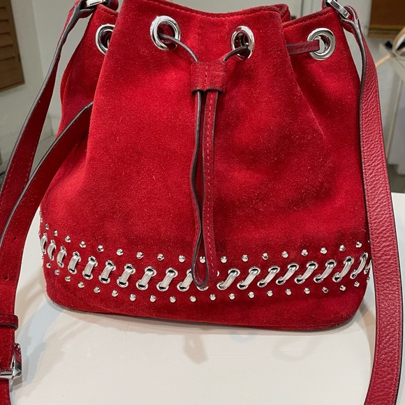 SUPER FUN Michael Kors Red Suede Leather Crossbody ♥️♥️♥️ - Picture 2 of 11